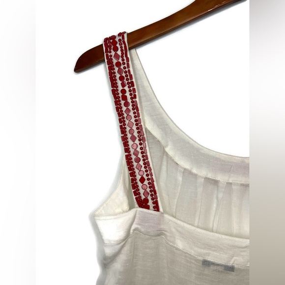 NWT Banana Republic white strapped camisole top, red beaded detailing,size Small - Picture 4 of 14